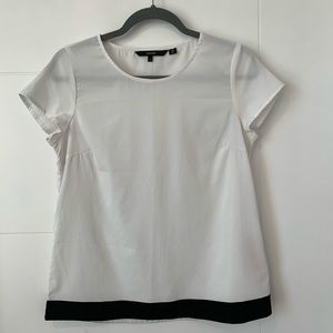 White Blouse with Black Trim